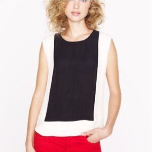 J. CREW 100% Silk Sleeveless Colorblock Shell Blouse in Cream and Black Size 4